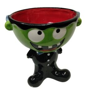 Frankenstein Bowl Cute‎ Spooky Halloween Ceramic Candy Dish Decorative Vintage